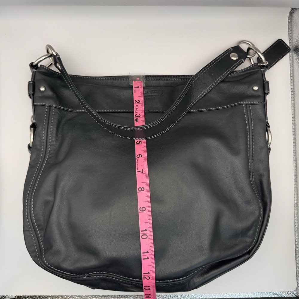 Coach Black Zoe Purse Bag Large Leather Single Strap & Silver hardware Accents - Picture 9 of 13